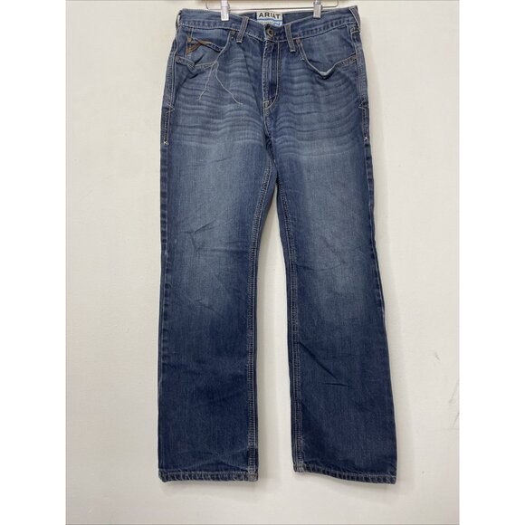 Ariat M2 Mens 32x32 Blue Denim Jeans Traditional Relaxed Bootcut 3D Garby - Picture 8 of 9